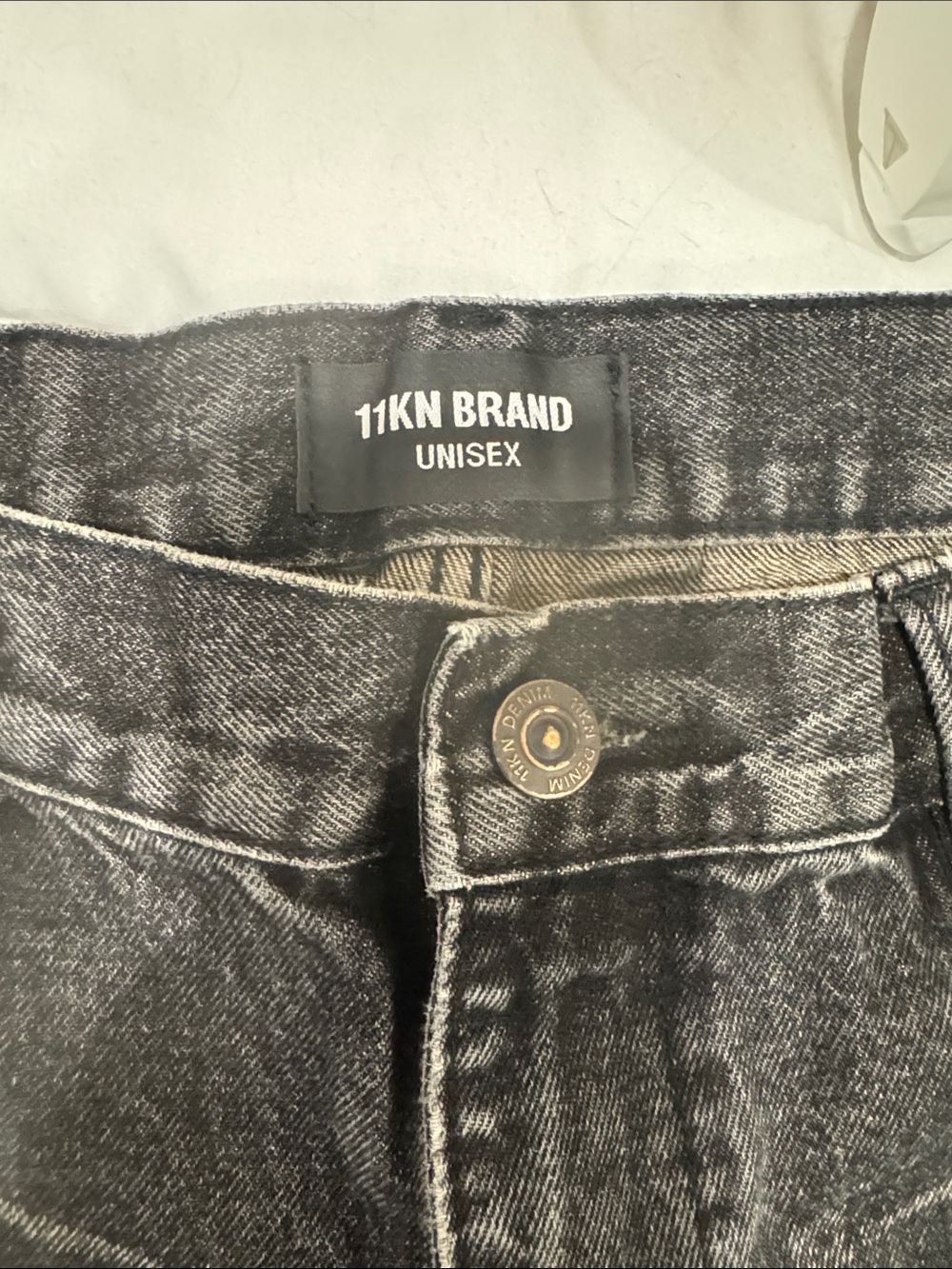 11KN Brand unisex’ Black Washed Jeans 2xl